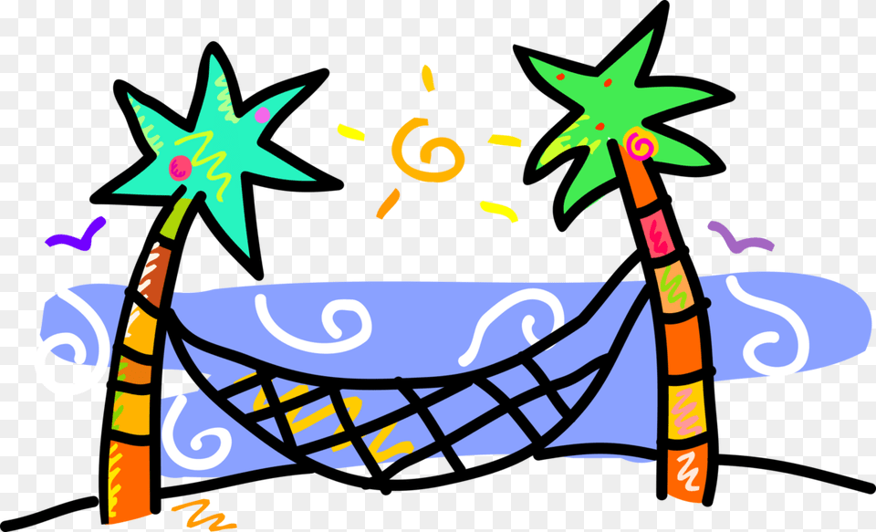 Vector Illustration Of Arecaceae Palm Trees With Hammock Wave, Furniture, Art Png