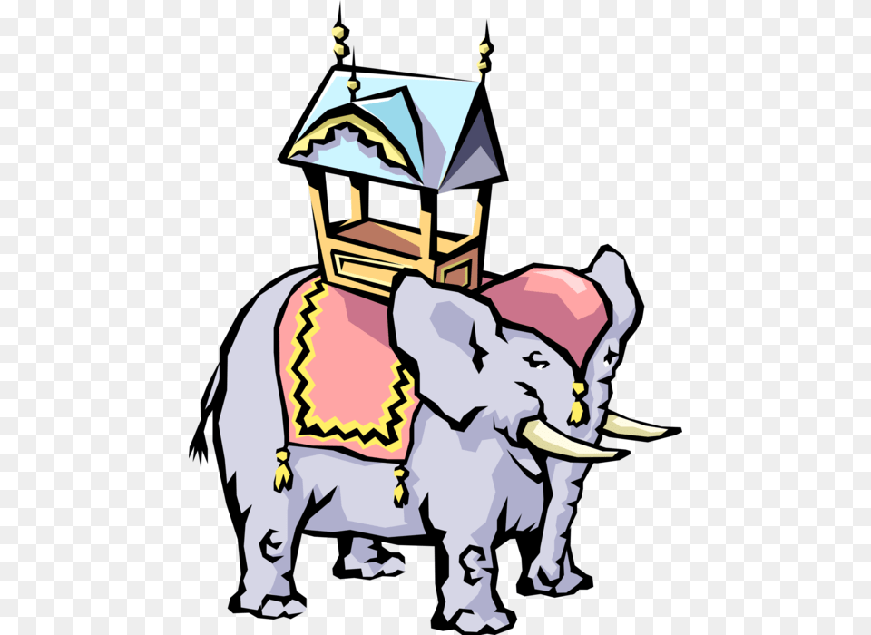 Vector Illustration Of Asian Elephant Carries Howdah, Baby, Person, Animal, Mammal Free Transparent Png