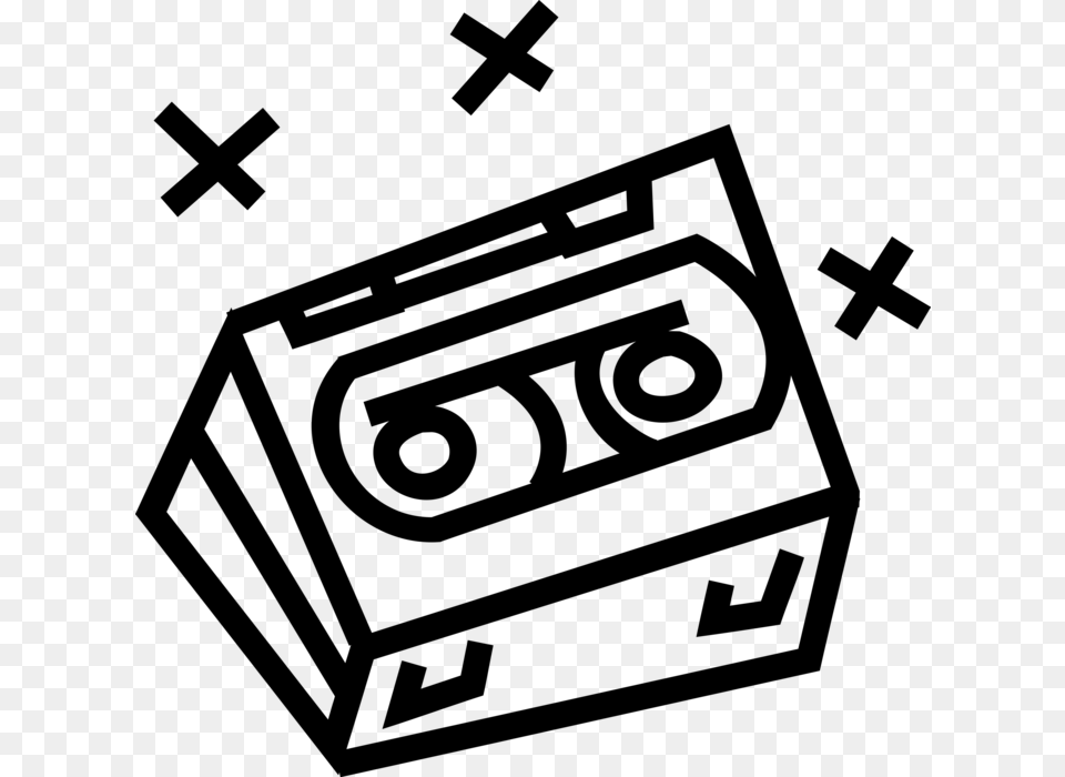 Vector Illustration Of Audio Entertainment Analog Cassette Cross, Gray Free Png Download