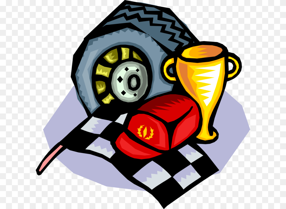 Vector Illustration Of Auto Racing With Checkered Or Auto Racing Clip Art, Alloy Wheel, Vehicle, Transportation, Tire Png Image