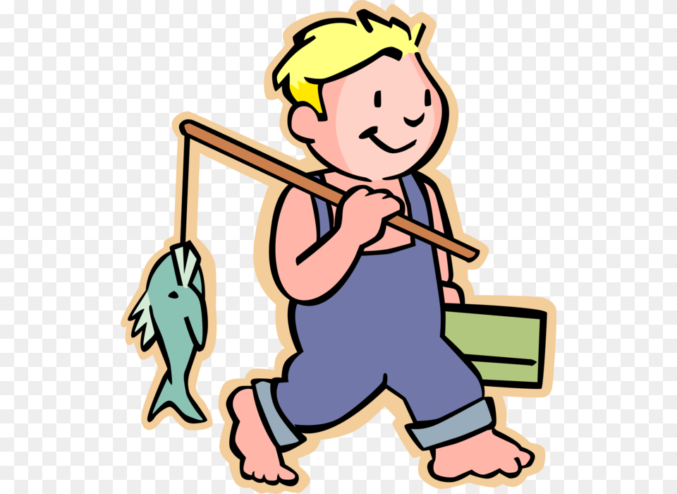 Vector Illustration Of Barefooted Primary School Boy Fishing Vocabulary Word List, Cleaning, Person, Baby, Face Free Transparent Png