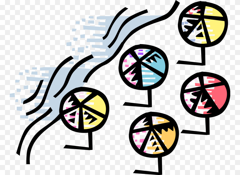 Vector Illustration Of Beach Umbrellas At Seashore Circle, Art, Machine, Wheel, Graphics Free Png