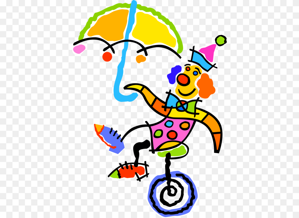 Vector Illustration Of Big Top Circus Clown With Umbrella Tale In Past Simple, Baby, Person, Animal, Bird Png