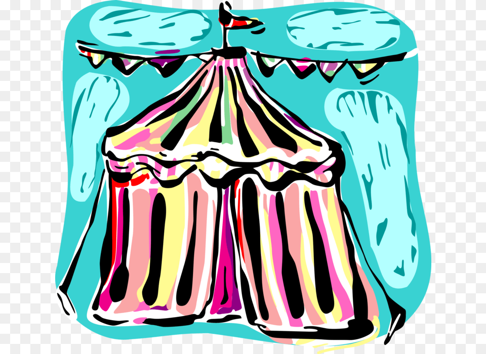 Vector Illustration Of Big Top Circus Tent With Streamers, Leisure Activities, Adult, Female, Person Free Png