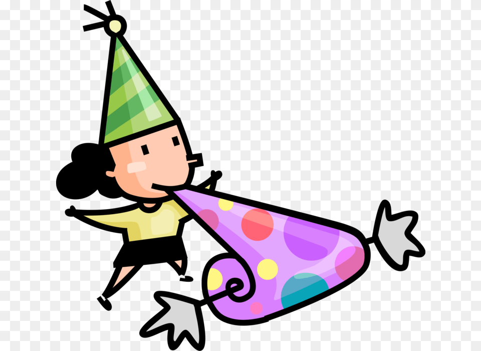 Vector Illustration Of Birthday Girl Has Fun At Birthday Vector Graphics, Clothing, Hat, Party Hat Free Transparent Png