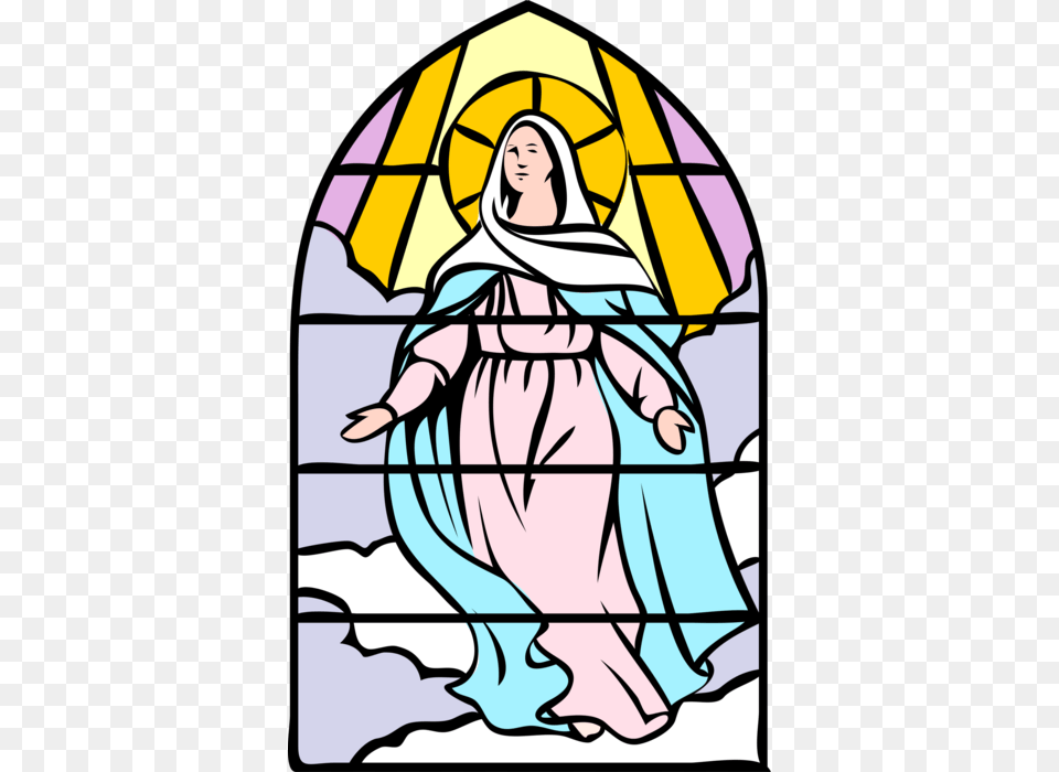 Vector Illustration Of Blessed Assumption Virgin Mary Assumption Clip Art, Person, Fashion, Face, Head Free Png Download