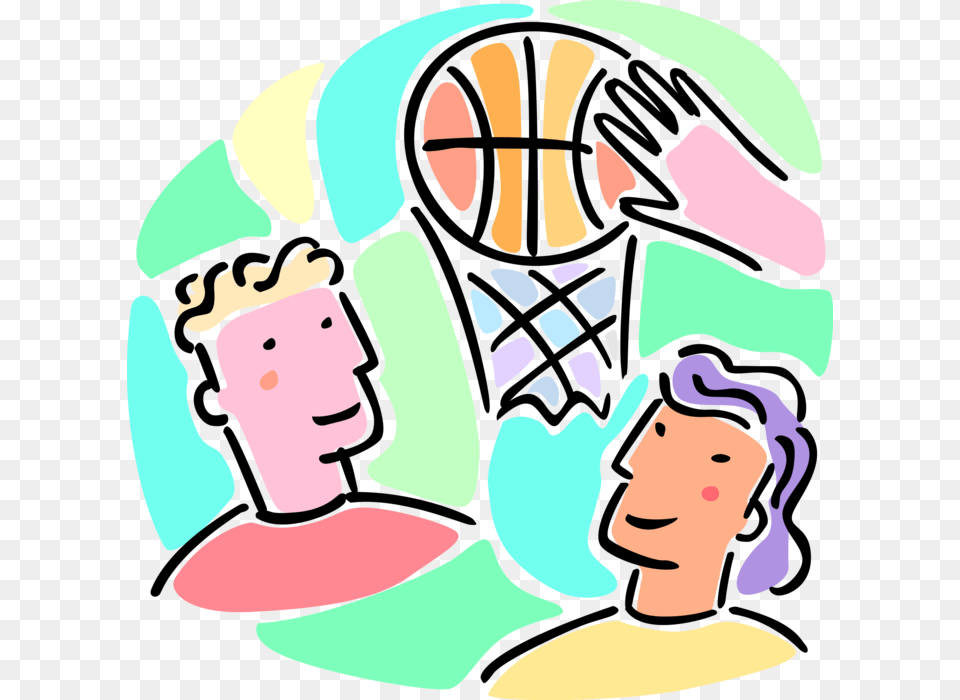 Vector Illustration Of Boys And Girls Play Basketball, Art, Face, Head, Person Free Transparent Png