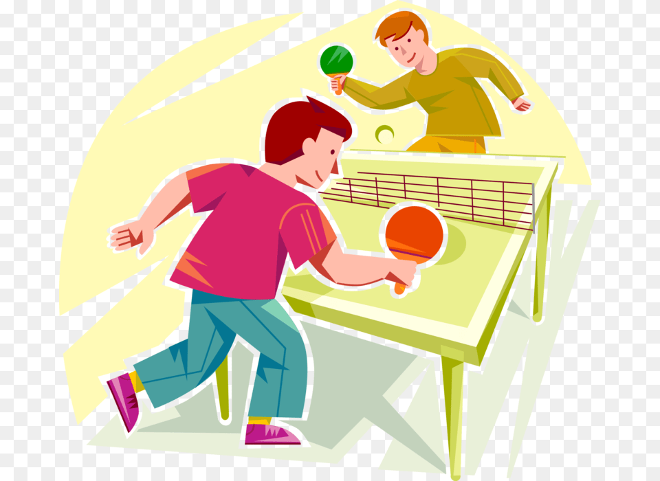 Vector Illustration Of Boys Play Game Of Ping Pong, Baby, Person, Sphere, Face Free Png Download