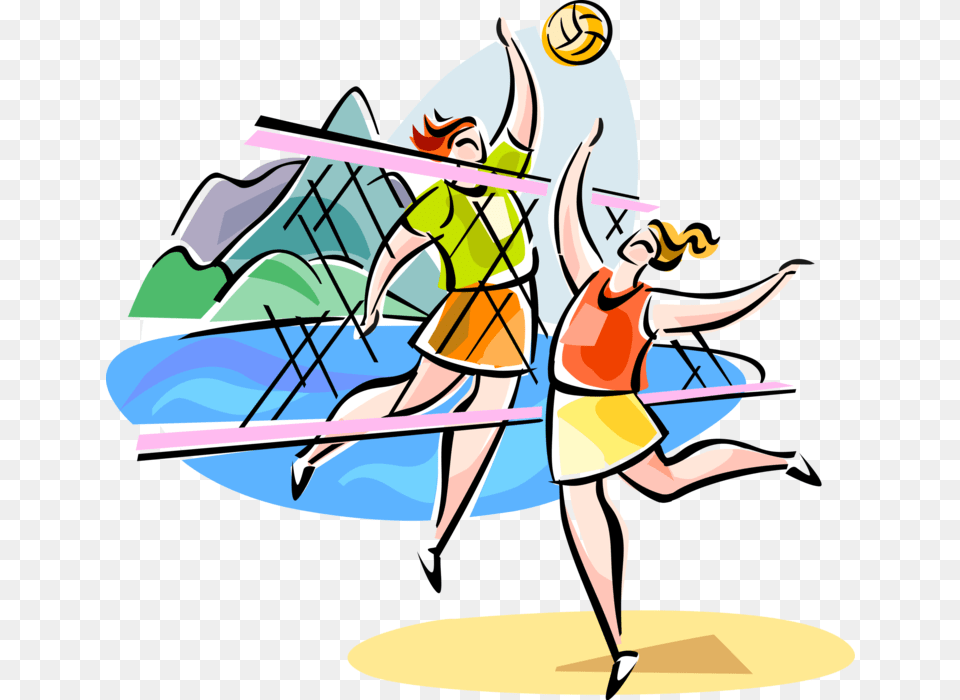 Vector Illustration Of Brazilian Beach Volleyball Sport Beach Volley, Person, Dancing, Leisure Activities Free Png Download