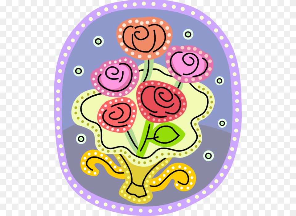 Vector Illustration Of Brides Wedding Rose Flowers, Pattern, Applique, Text Free Png