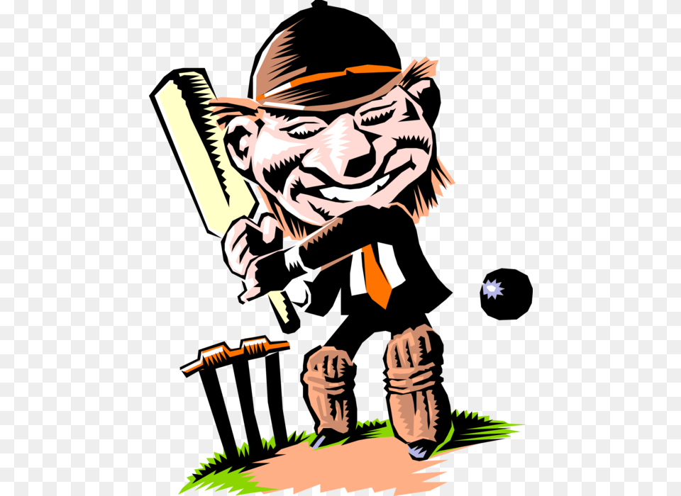 Vector Illustration Of British Sport Of Cricket Player Cricket Clip Art, Baby, Person, Book, Comics Free Png Download