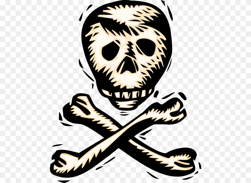 Vector Illustration Of Buccaneer Pirate Skull And Crossbones, Stencil, Animal, Dinosaur, Reptile Free Png