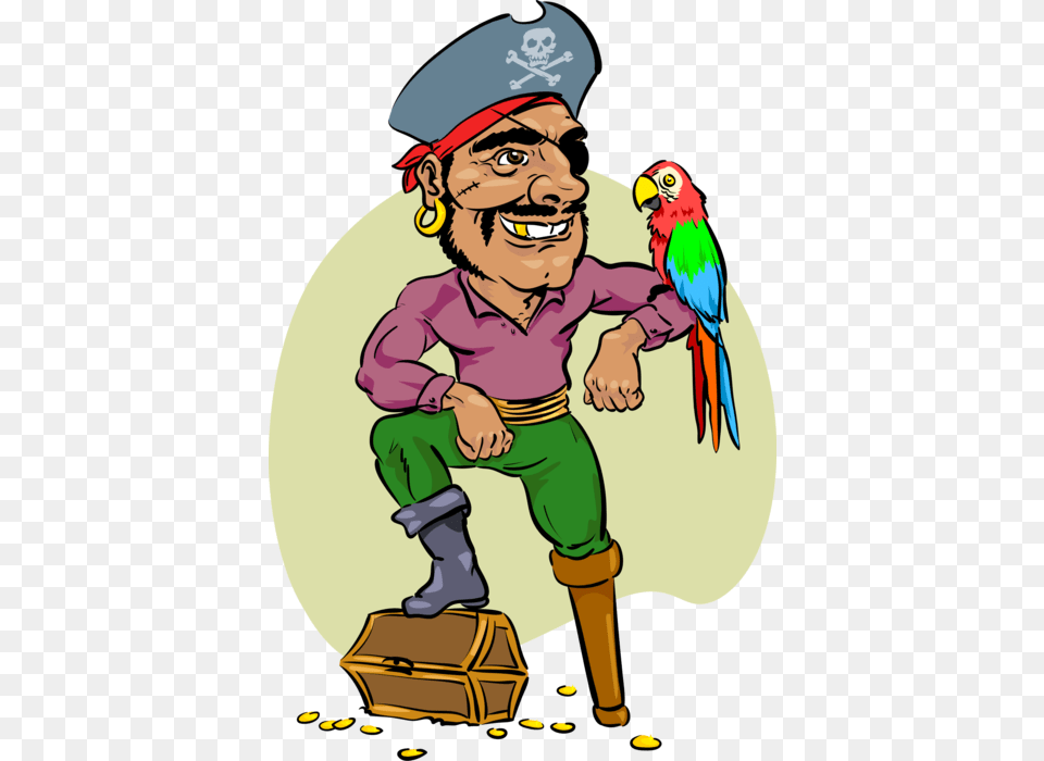 Vector Illustration Of Buccaneer Pirate With South Treasure Island Vocabulary, Baby, Person, Animal, Bird Free Transparent Png