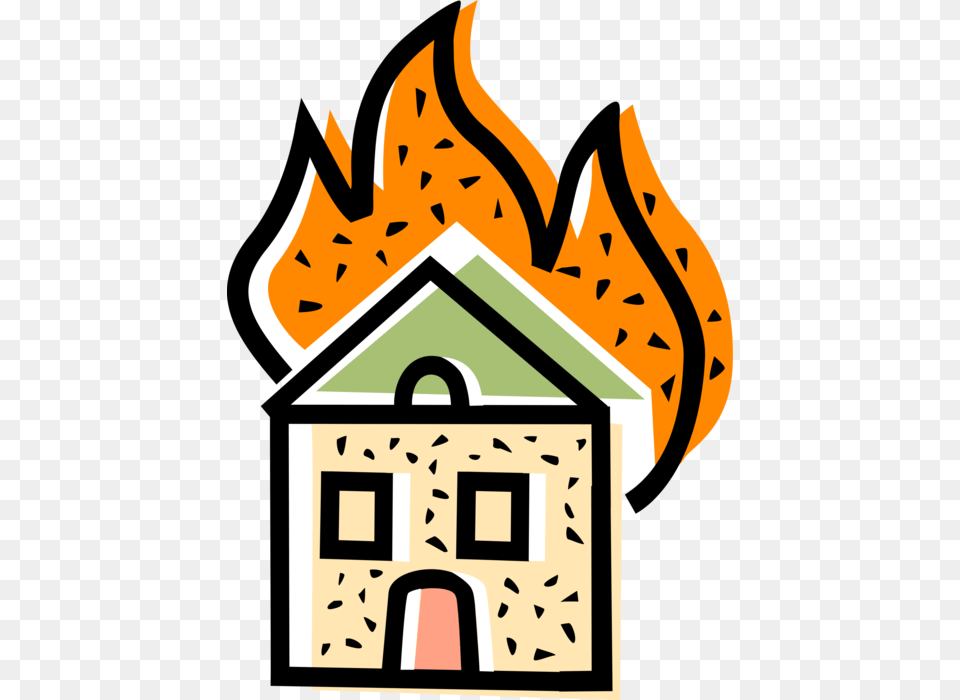 Vector Illustration Of Burning Family Home Residence, Qr Code Png