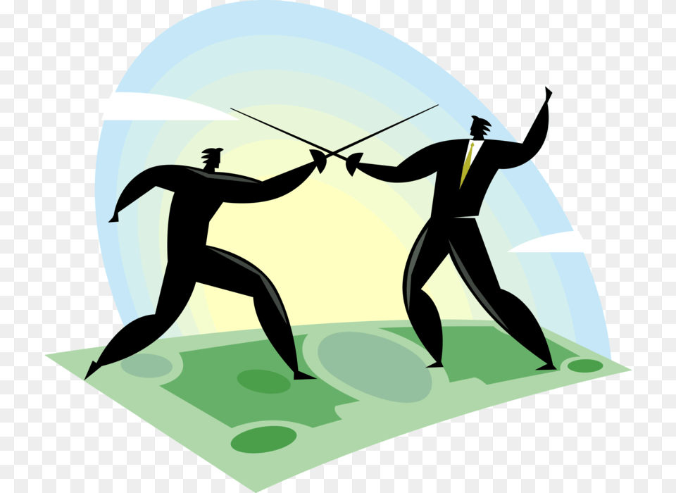 Vector Illustration Of Business Competitor Fencers Illustration, Duel, Person, Adult, Female Free Transparent Png