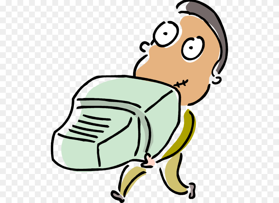 Vector Illustration Of Businessman Carries Old Computer, Banana, Food, Fruit, Plant Free Png