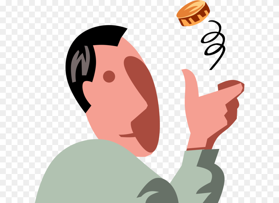 Vector Illustration Of Businessman Makes Decision By Man Flipping A Coin, Body Part, Person, Finger, Hand Free Png Download