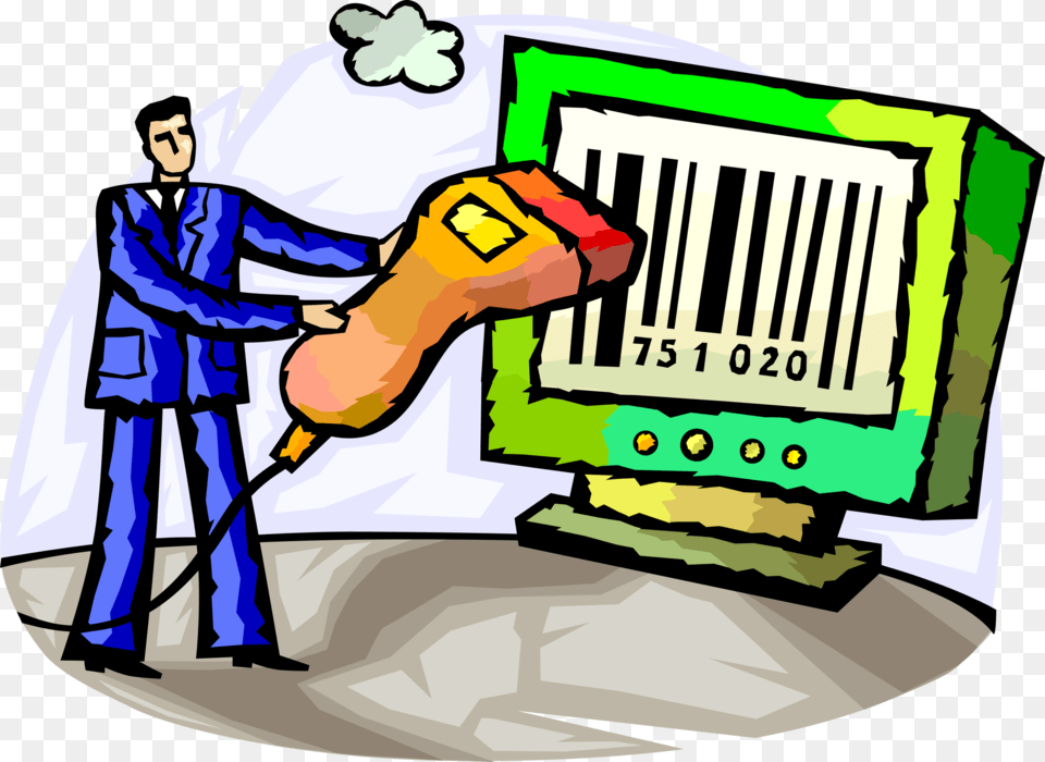 Vector Illustration Of Businessman With Hand Scanner, Cleaning, Person, Baby Free Png