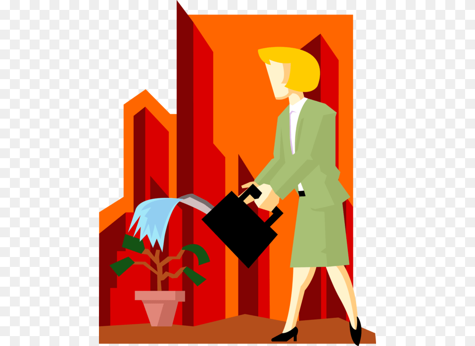 Vector Illustration Of Businesswoman Waters Corporate Illustration, Art, Modern Art, Adult, Person Png Image