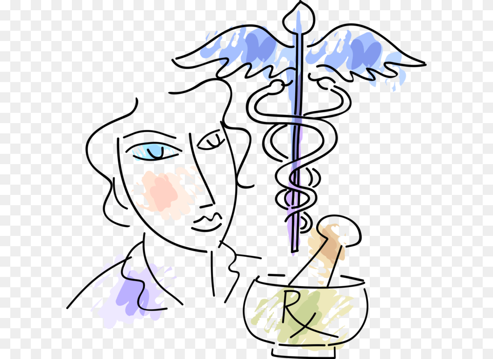 Vector Illustration Of Caduceus Symbol Of Health Care, Person, Art, Face, Head Png