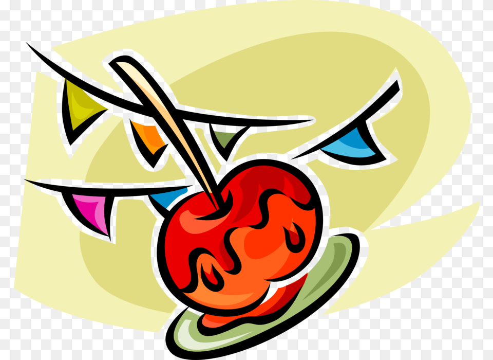 Vector Illustration Of Candy Apple Or Toffee Apple Candy Apple, Food, Fruit, Plant, Produce Png Image
