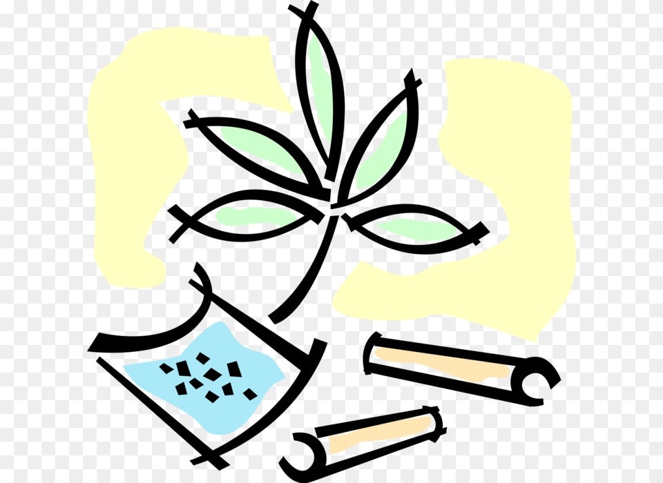 Vector Illustration Of Cannabis Dope Ganja Weed Narcotic Clip Art, Baby, Person, Animal, Cat Free Png Download