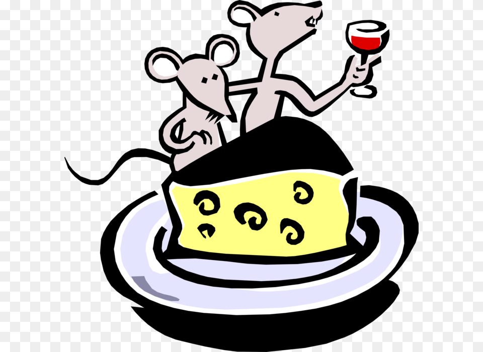 Vector Illustration Of Cartoon Mice Dining On Wine Cartoon Wine And Cheese, Birthday Cake, Cake, Cream, Dessert Free Png