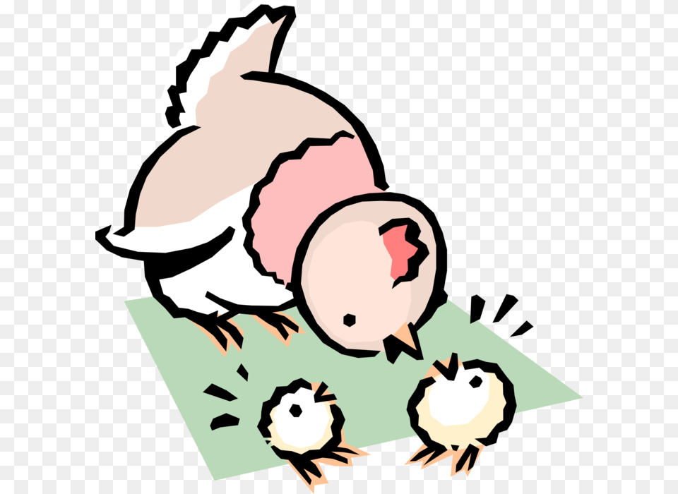 Vector Illustration Of Cartoon Mother Chicken With Mis Pollitos, Baby, Person, Animal, Face Free Transparent Png