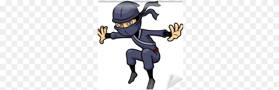 Vector Illustration Of Cartoon Ninja Wall Mural Pixers Ninja Kreslen, Person, Baby Free Png Download