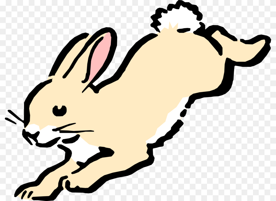 Vector Illustration Of Cartoon Rabbit Hopping Bunny Jumping Clipart, Animal, Baby, Mammal, Person Png