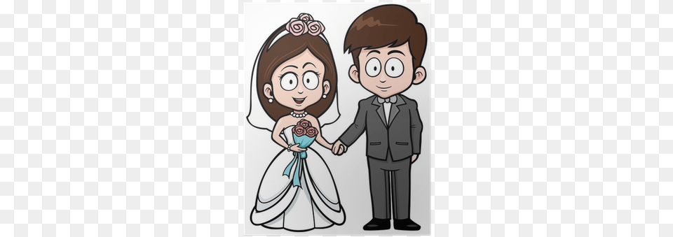 Vector Illustration Of Cartoon Wedding Couple Poster Marriage Cartoon, Book, Comics, Formal Wear, Publication Png