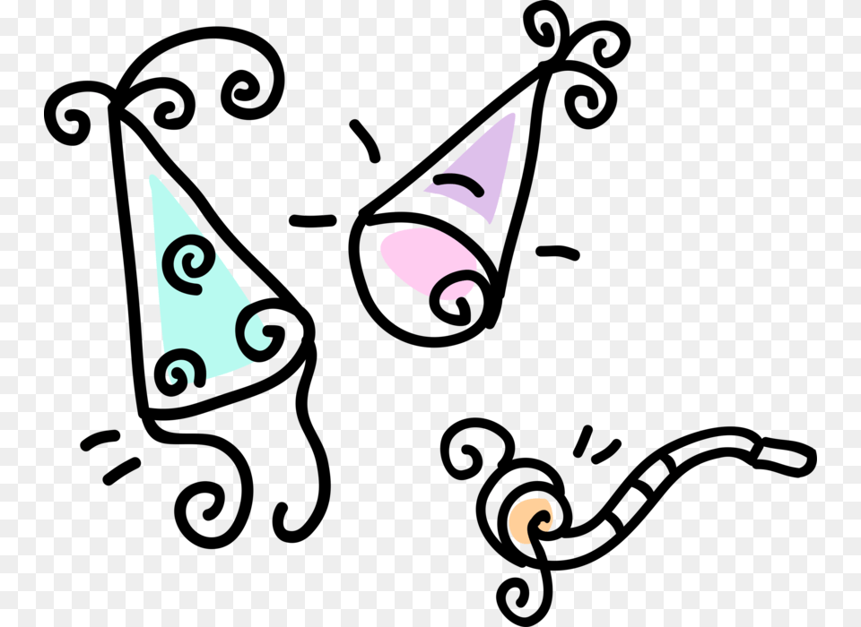 Vector Illustration Of Celebration Party Hats And Noisemaker, Lighting Png
