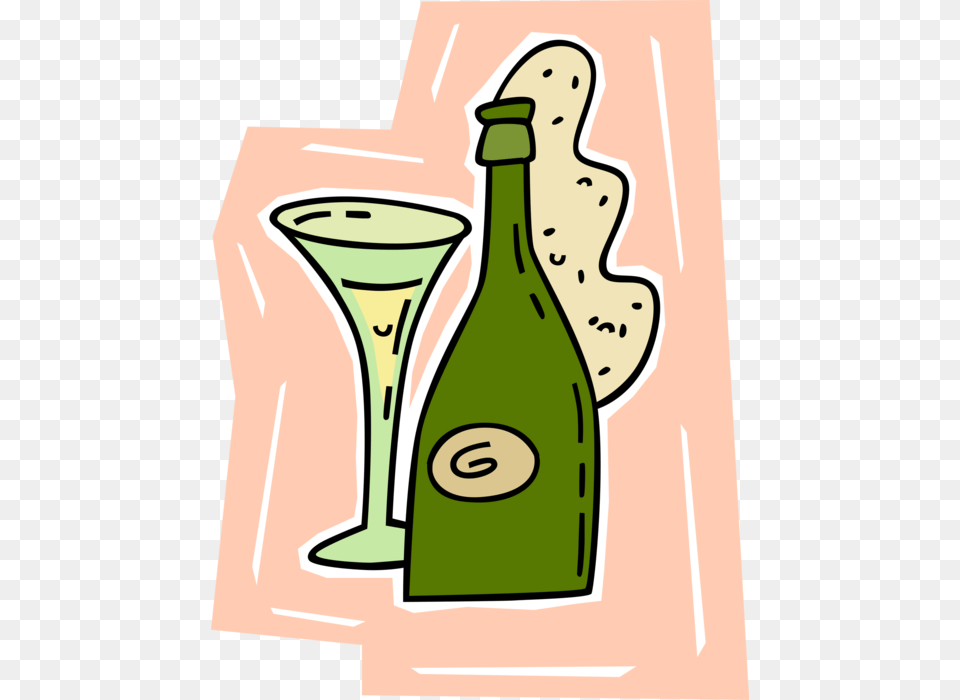 Vector Illustration Of Champagne Carbonated Sparkling, Alcohol, Beverage, Bottle, Liquor Png Image
