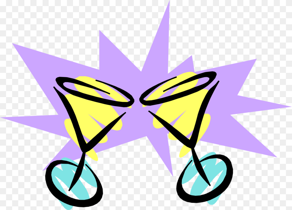 Vector Illustration Of Champagne Glasses Toast In Celebration, Purple, Star Symbol, Symbol, Art Free Png Download