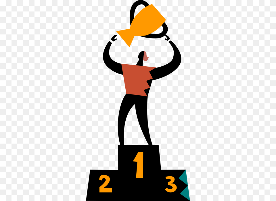 Vector Illustration Of Champion Holds Trophy Award Award, Clothing, Hat Free Transparent Png