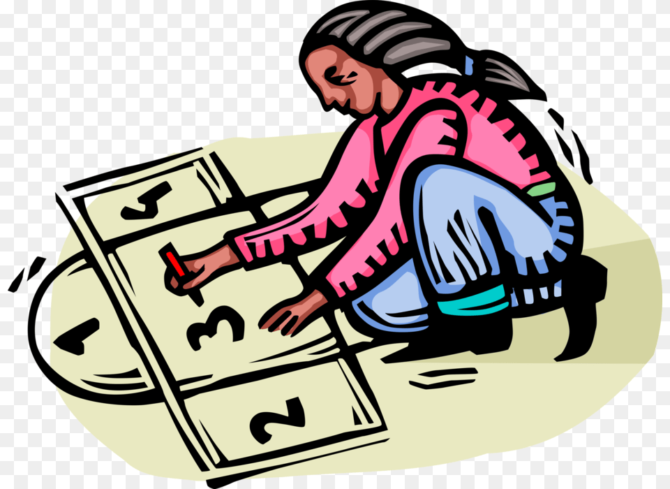 Vector Illustration Of Child Playing Hopscotch Childrenquots Hopscotch Illustration, Baby, Person, Furniture Png