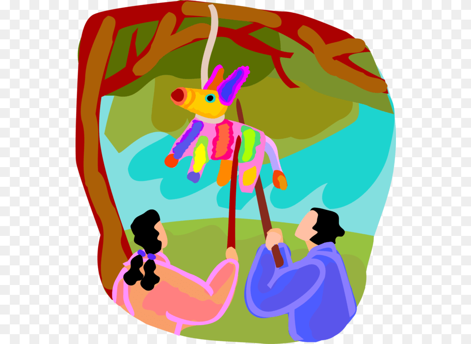 Vector Illustration Of Children Hitting Papier Mch Illustration, Person, Art, Photography Free Transparent Png