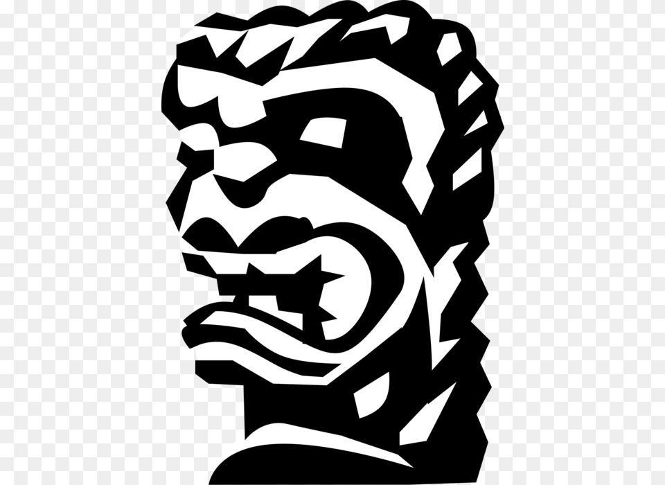 Vector Illustration Of Chinese Lion Head Statue Graphic Design, Stencil, Animal, Fish, Sea Life Free Png