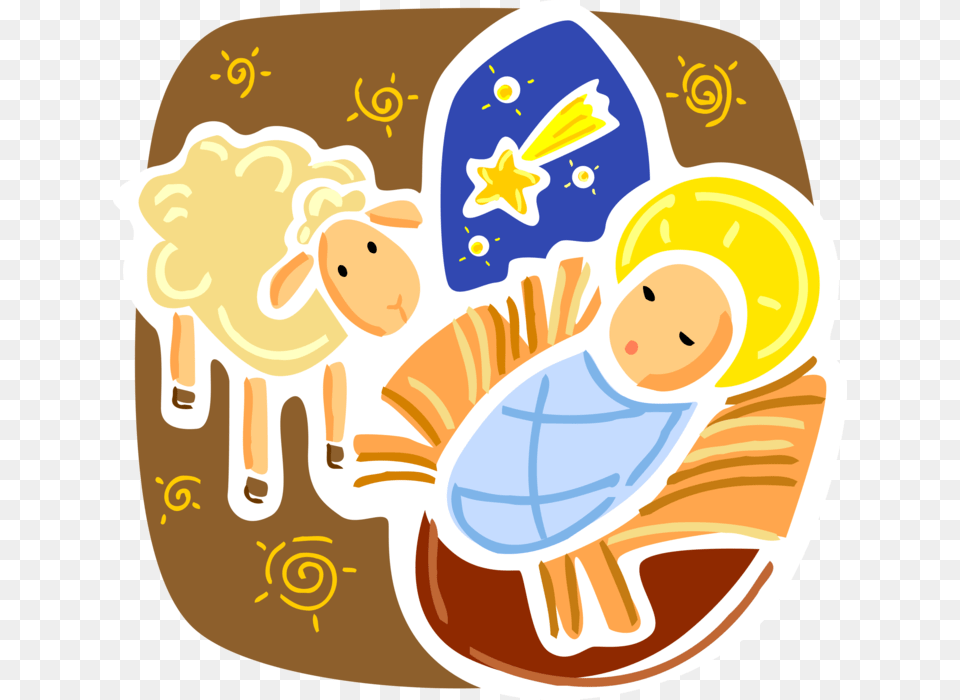Vector Illustration Of Christ Child Baby Jesus Born, Animal, Livestock, Mammal, Sheep Png Image
