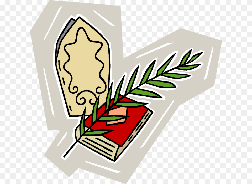 Vector Illustration Of Christian Bible With Palm Branch Illustration, Leaf, Plant, Herbal, Herbs Free Transparent Png