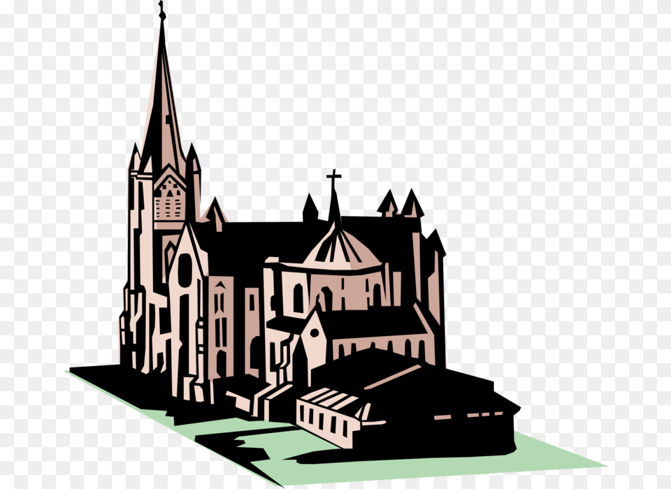 Vector Illustration Of Christian Church Cathedral House Spire, Architecture, Building, Tower, Art Free Transparent Png