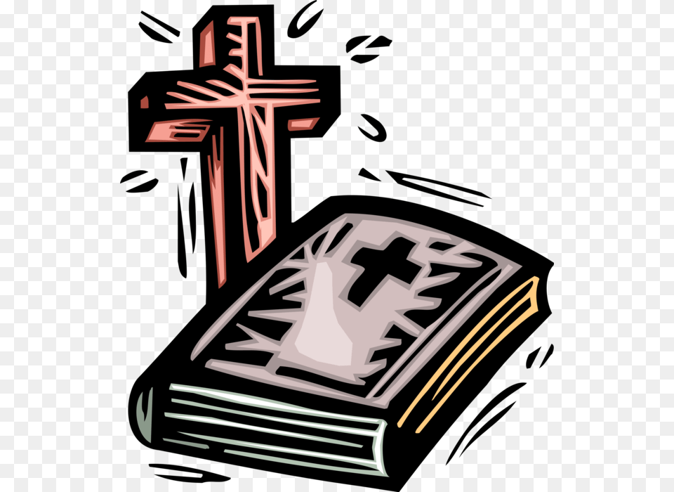 Vector Illustration Of Christian Holy Bible Good Book, Cross, Symbol Free Transparent Png