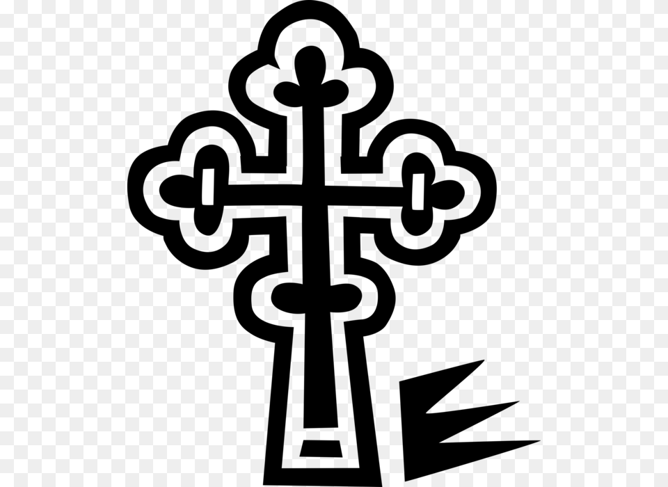 Vector Illustration Of Christian Orthodox Religious Cross, Lighting, Firearm, Gun, Rifle Png Image