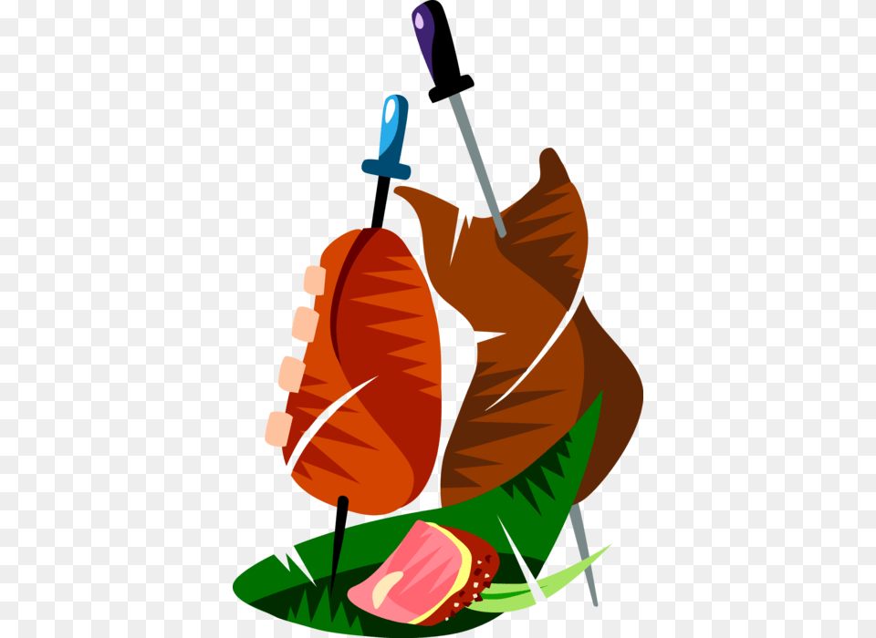 Vector Illustration Of Churrasco Beef Or Grilled Meat Brazilian Meat Clip Art, Person, Food, Meal, Cutlery Free Png Download