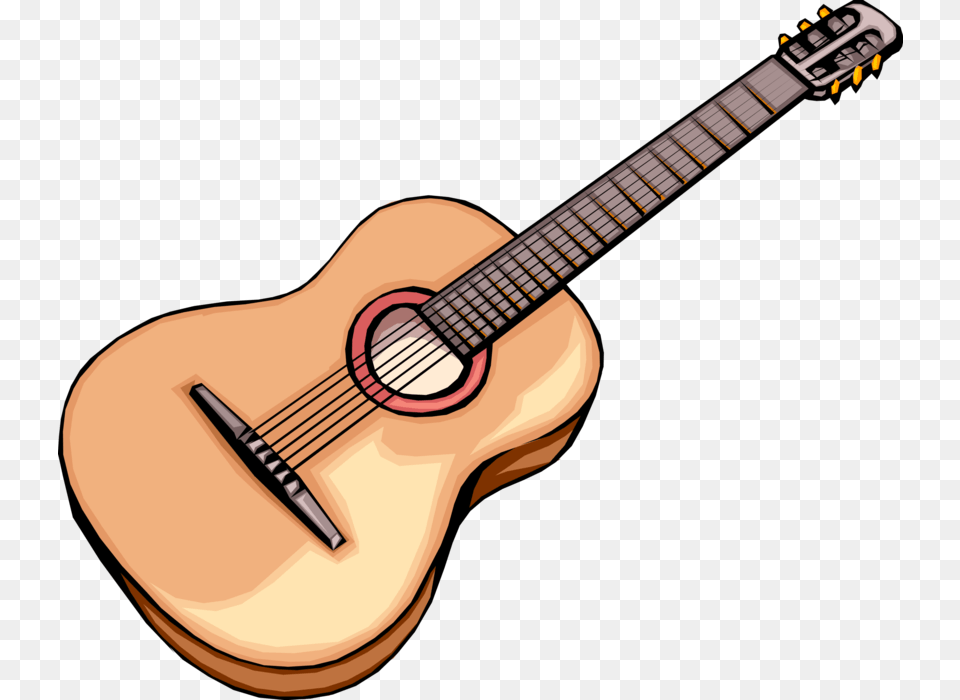 Vector Illustration Of Classical Or Flamenco Style Acoustic Guitar, Musical Instrument, Bass Guitar Png Image