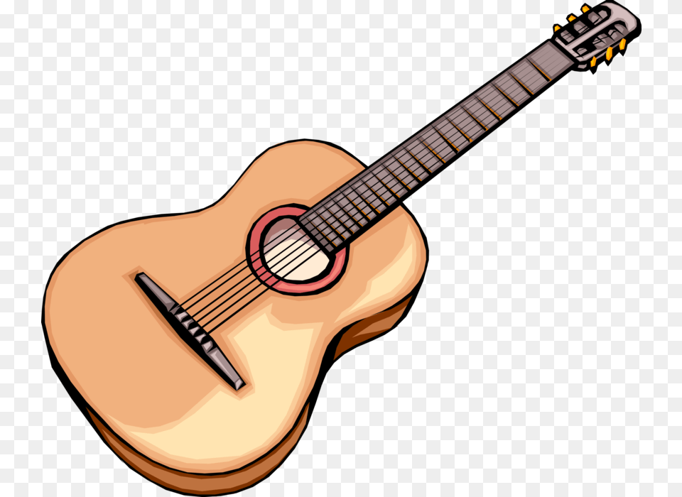 Vector Illustration Of Classical Or Flamenco Style Guitar Clipart, Musical Instrument, Bass Guitar Free Png