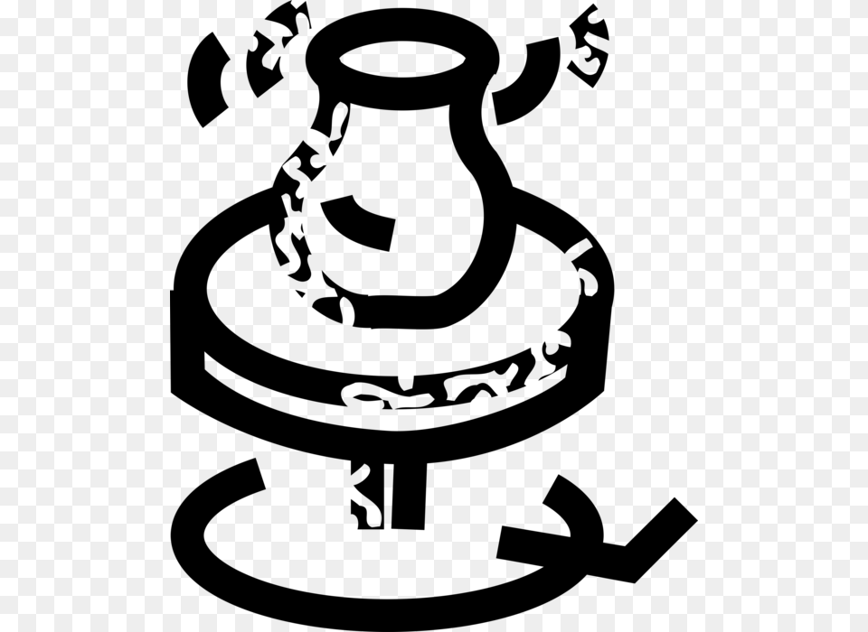 Vector Illustration Of Clay Vase Being Turned On Potter Potter39s Wheel, Gray Free Transparent Png