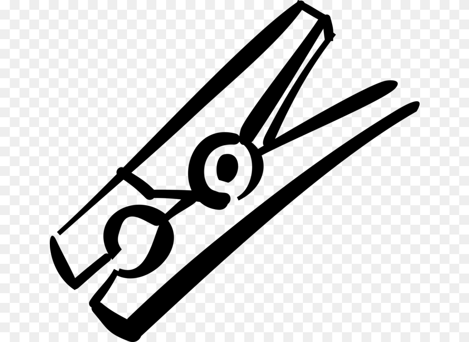 Vector Illustration Of Clothespin Or Clothes Peg Fastener Clothespin Clipart Black And White, Gray Png