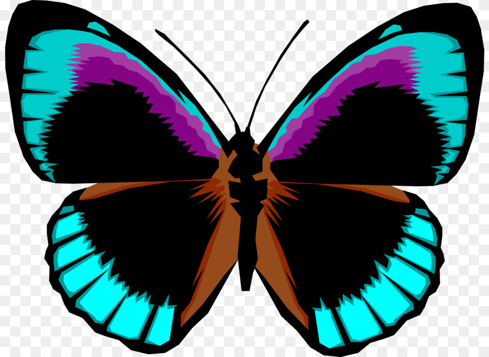 Vector Illustration Of Colorful Black And Blue Butterfly, Animal, Dinosaur, Reptile, Insect Png Image