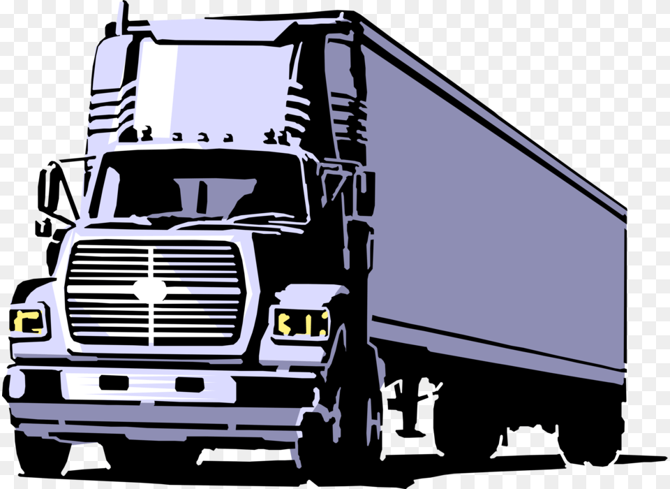Vector Illustration Of Commercial Shipping And Delivery Long Haul Truck Clipart, Trailer Truck, Transportation, Vehicle, Moving Van Free Png